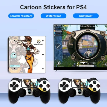 1 Nastavte Cartoon Nálepka pre PS4 Pro Konzoly Radič Ochranný Kože Prachotesný Odtlačkový pre Sony PlayStation 4 Herné Príslušenstvo