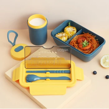 MeyJig Mikrovlnná Lunch Box pre Deti Prenosné Bento Box Potravín Nádoby na Uskladnenie Potravín nepriepustných Riadu 1.1 L
