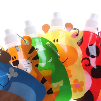 300-350 ml 1pc Eco Friendly Skladacia Cartoon Zvierat Cestovné Nápoj Fľaša Bezpečné Pre Deti Deti Darček