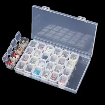 Plastové Manikúra tool box 28 mriežky sám otvoriť mini vrtné pole anti-jeseň šperky box priehľadný úložný box