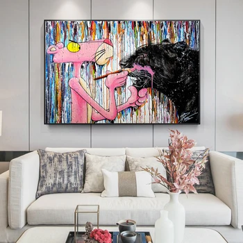Pink Panther Graffiti Art Obrazy na Stenu Umenie Plagáty a Vytlačí Zvieratá Street Art Plátno Obrázky Domova Cuadros