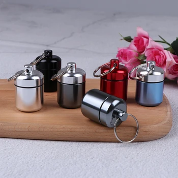 Mini Nepremokavé Hliníkovej Zliatiny Pilulku Box Prípade Držiak Na Fľašu Kontajner Keychain
