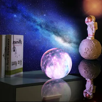 3D Tlač Mesiac Lampa Galaxy luny Deti na Oblohe, Hviezda Nočné Svetlo 16 Zmena Farby Dotyk a Diaľkové Ovládanie Galaxy Svetlo ako Darček