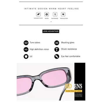 Nová Farba Aktualizácia Fashon Malý Obdĺžnik slnečné Okuliare Žena Vintage Dizajn Značky Jasný Objektív Priehľadný Rám UV400