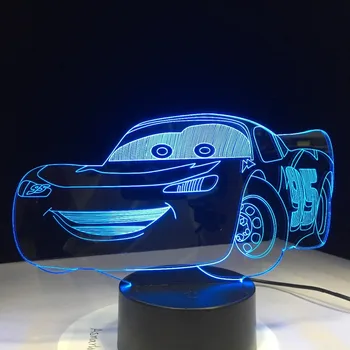 Super autá 3D Závodné Auto, Nočné Svetlo USB LED stolná Lampa 3D Ilúziu Lampa Deti Deti Spálňa Decor obývacia izba svetlá Dropship