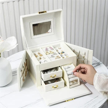 XINSOM Módne Ženy Šperky Box Zrkadlo S Vysokou Kapacitou Zásuvky Typ Šperky Balenie Display Box Prenosný Cestovné puzdro Rakve