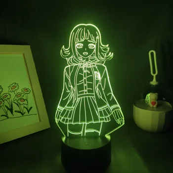 Danganronpa Anime Obrázok Chiaki Nanami Lampa 3D Led Nočné Svetlo Narodeniny Cool Darček RGB Neon Hra Spálňa Nočný Stolík Dekorácie