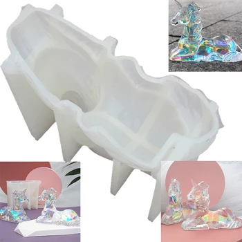Nové 3D Tvorivé Lesk Jednorožec Formy Výzdoba Miestnosti Keramiky Kutilov, Sviečky Tabuľka Nastavený Na Príjem Šperky Valentína Darček SQ0298