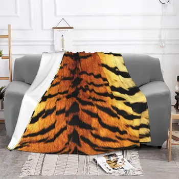 Realistické Tiger Pokožky Prikrývky Flanelové Textilných Dekorácií Animalprint Kože Zvierat Prenosné Teplé Hodiť Prikrývky na Posteľ, Koberec, Kus