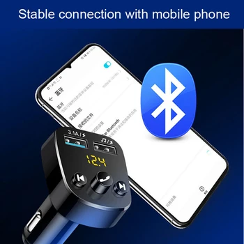 ECH8 i9 FM Vysielač Bluetooth do Auta Auto Nabíjačka, Hands-free MP3 Prehrávač s LCD Duálny USB, AUX Hráč Auto Nabíjačka Telefónu, pre iPhone