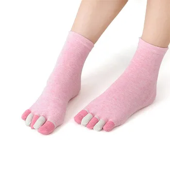 Ženy Priedušná Zábavné Ponožky Mäkké Bavlnené Dievčatá Päť Prstov Non Slip Grip Žena Šitie Colorn Prst Sokken Dropship