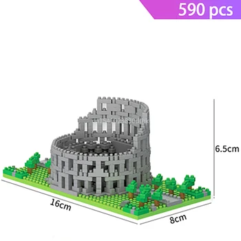 Micro Tehly Mini Architektúry Sady Eiffelova Veža Big Ben Ríme Colosseo Model Budovy Diamond Blokov Pyramídy Pise Taj Mahal Súpravy