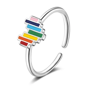 2021 Roztomilý Módne Rainbow Milujú Šperky Farebné Pride Krúžok Nastaviteľné Nerezový Ženy Rins Vintage Tvorivosti Svadobný Dar