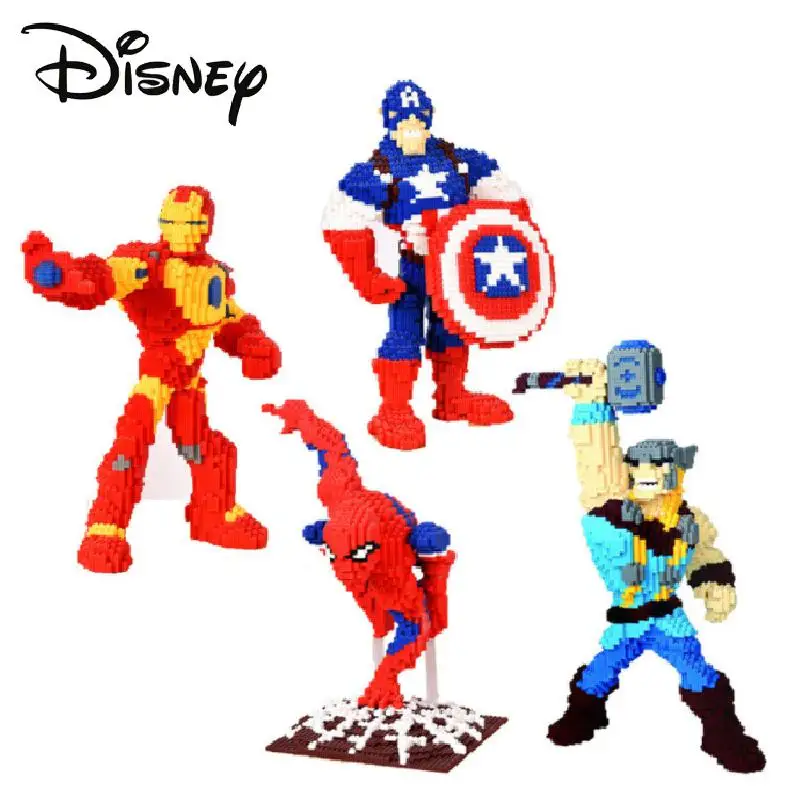 Disney Séria American Tím Spiderman Iron Man Animácie Stavebným Dekompresný Diy Deti Montessori Vzdelávacích Hračiek