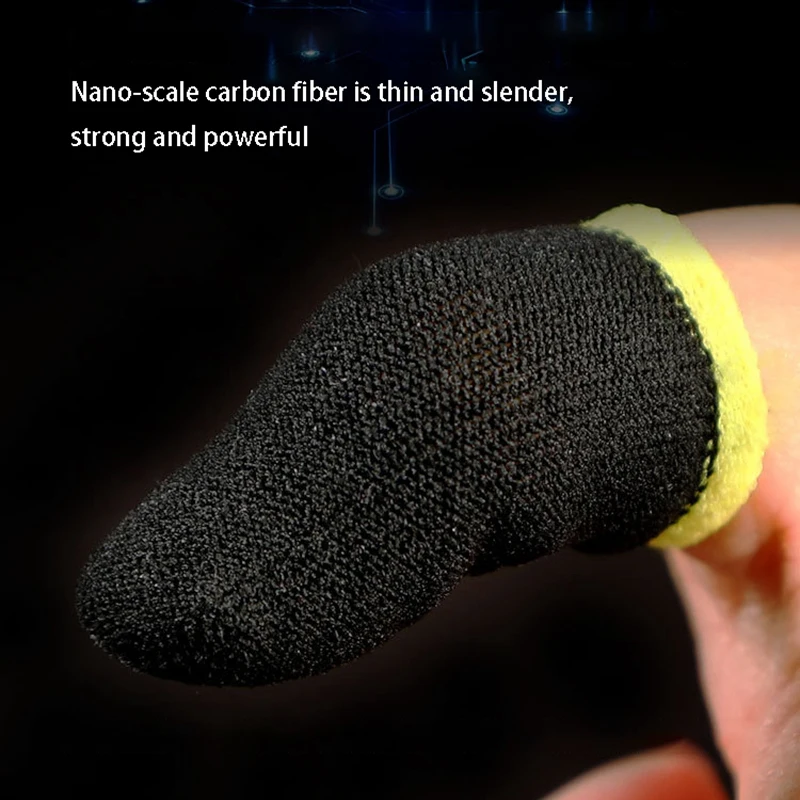 18-Pin Uhlíkových Vlákien Prst Rukávy Pre PUBG Mobilné Hry Stlačte tlačidlo Displeja Prst Rukávy Black & Yellow