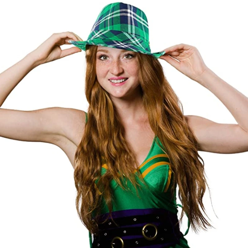 Holiday Party Zdobiť Írsky Tradičný Festival St Patricks Day Vesta Kravatu Klobúk Írsky Koberčeky Zelená Fedora