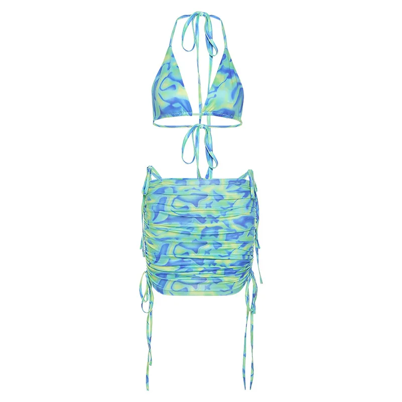Yimunancy Kontrast Farieb 2-Dielna Bikini Set 2021 Lete Ženy Sexy Set Plaviek