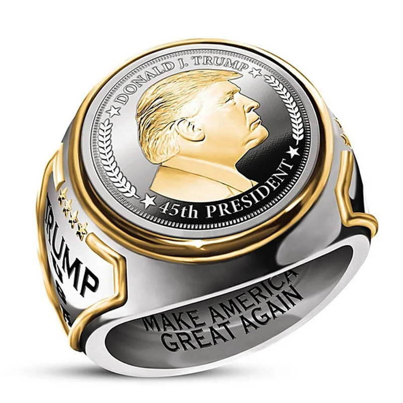 Cool AMERICKÝ Prezident Trump Krúžok Dvojité Farba Európskej Hip Hop Trump Šperky Mužov