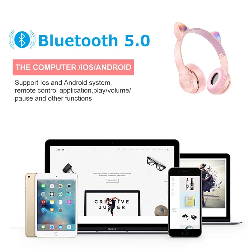 Roztomilý Rose Bluetooth Slúchadlá HIFI Stereo Bezdrôtové Slúchadlá Herné Slúchadlá Over-ear Šumu s Mic Podpora TF Kariet