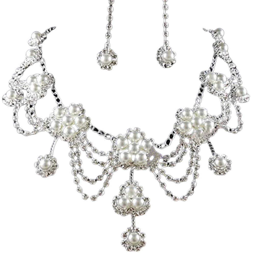 Ženy\ \ 's Luxusné Zliatiny Faux Perlový Náhrdelník Náušnice Svadobné Svadobné Šperky Set