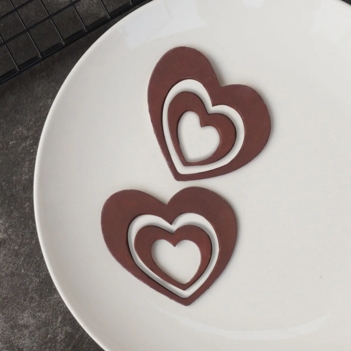 Dvojité Srdce Tvar Čokoláda Vzorkovníka Formy Cake Zdobenie Silikónové Chablon DIY Duté Sa Srdce Obloha Dezert