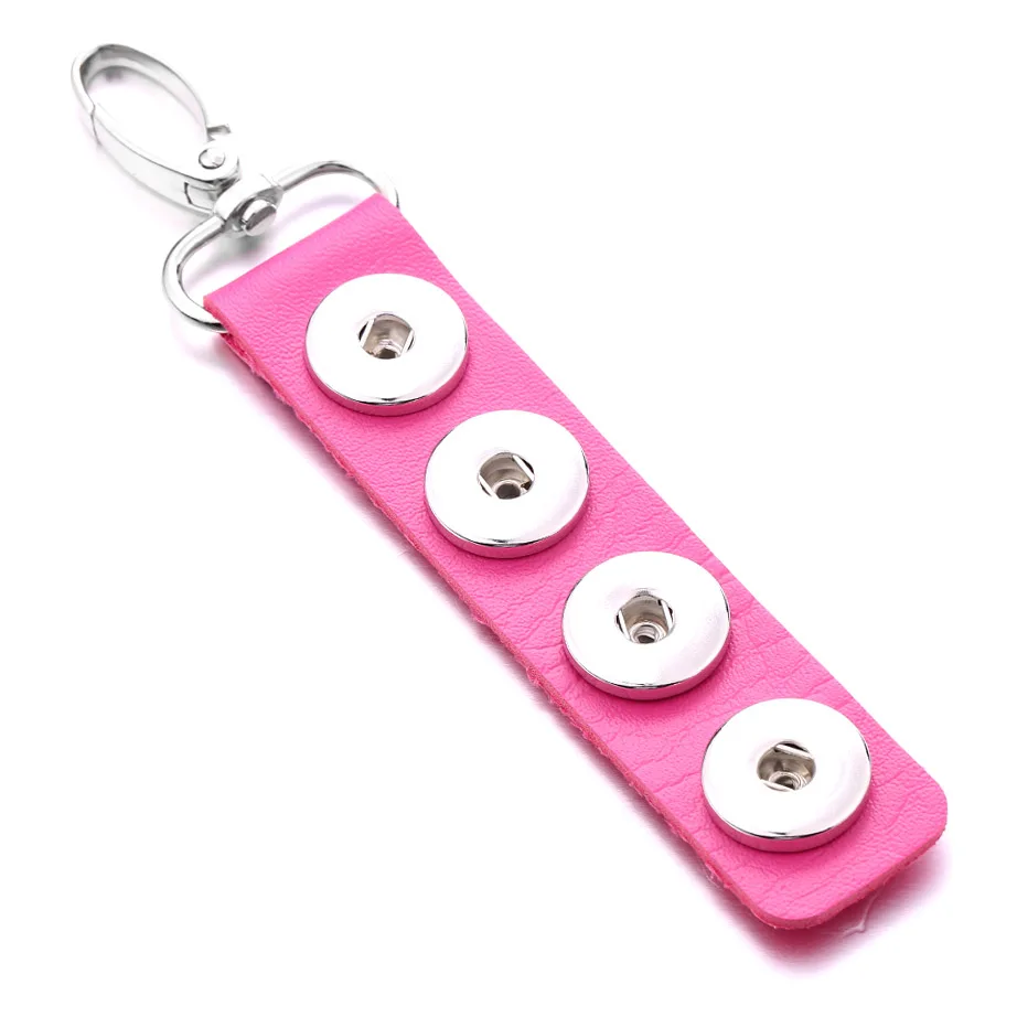 Štyri Modul Tlačidlo PU Kožené Snap Keychains DIY Keyrings Fit 18 mm tlačidlá Charms Keyring Pre Ženy Príslušenstvo