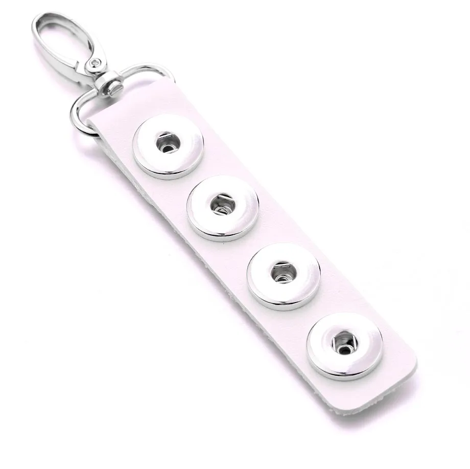 Štyri Modul Tlačidlo PU Kožené Snap Keychains DIY Keyrings Fit 18 mm tlačidlá Charms Keyring Pre Ženy Príslušenstvo