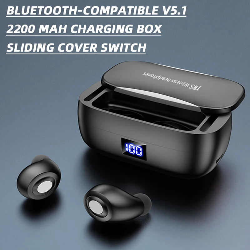 Bezdrôtové Slúchadlá 2200mAh Plnenie Box 9D Stereo Surround Zvuk Kapely Mikrofón Nepremokavé Športové Headset Bluetooth-Kompatibilné