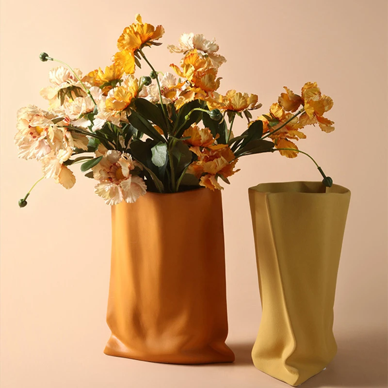 VILEAD Tvorivé Keramické Kvetinové Vázy Figúrky Záhyby Kvetináč Kvetináč Na Kvety Domova Rastlín Hrniec Nordic Domáce Dekorácie