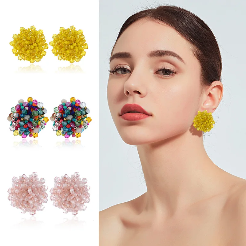 České pestré etnické handmade náušnice korálkové crystal kvety pre ženy, nový dizajn a módne náušnice
