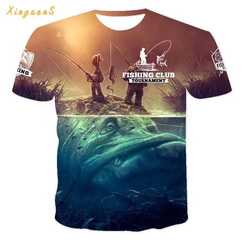 2021 Lete Ryby 3d T-shirt pánske Hip Hop Rybár Tropických Tlač Zábavné Letné Rybársky Klub Zvierat Oblečenie Muž Rybolov