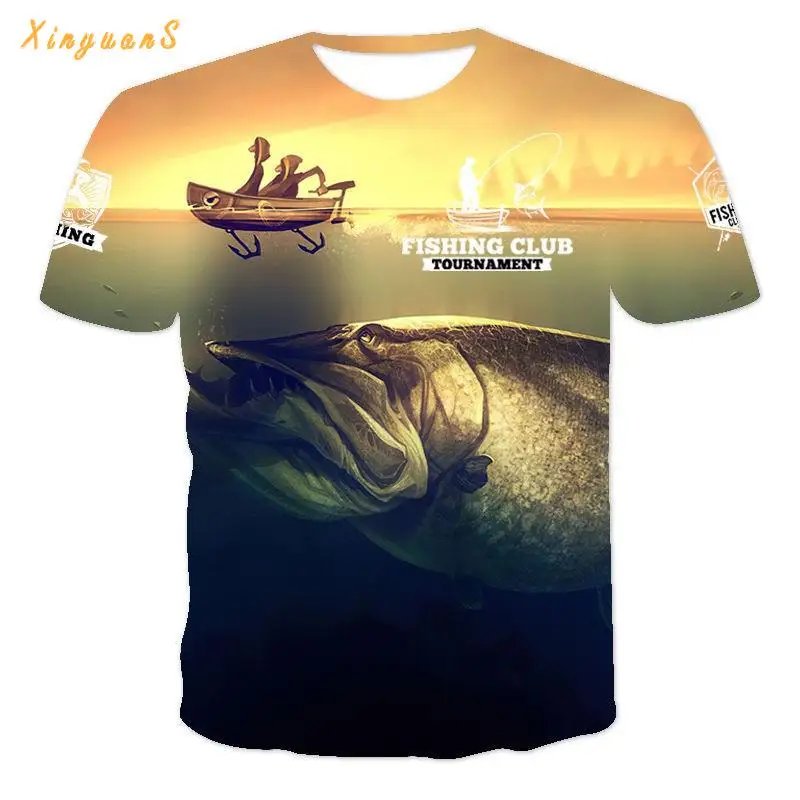 2021 Lete Ryby 3d T-shirt pánske Hip Hop Rybár Tropických Tlač Zábavné Letné Rybársky Klub Zvierat Oblečenie Muž Rybolov