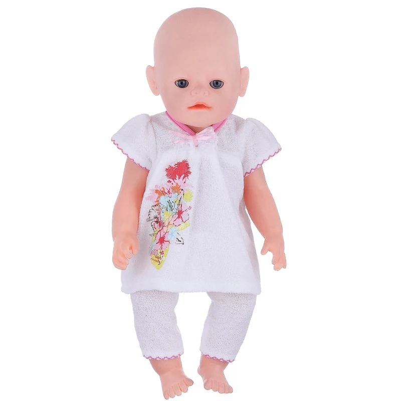 Baby Doll Oblečenie Letné Biele tričko + Nohavice Nastaviť fit 46-43 cm Baby Doll Oblečenie Bábiky Príslušenstvo 434