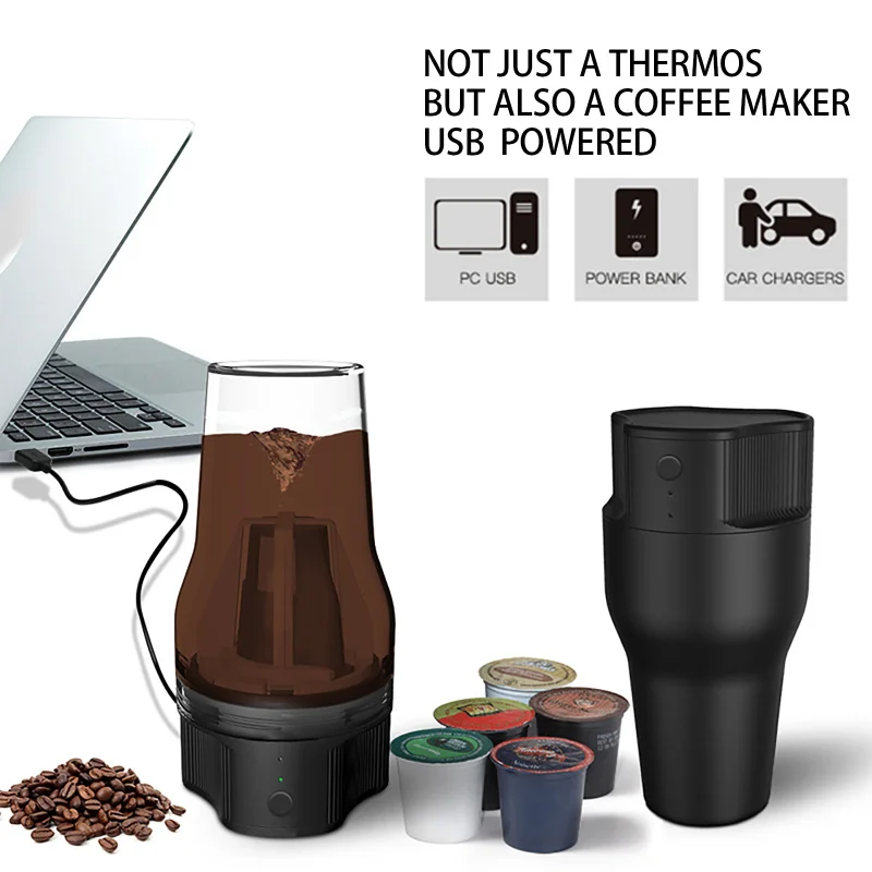 Nové 500 ML Extrakčného Cyklus kávovar Vonkajšie Mobile Hrniec, Prenosný USB Elektrický kávovar Kapsule na Kávu