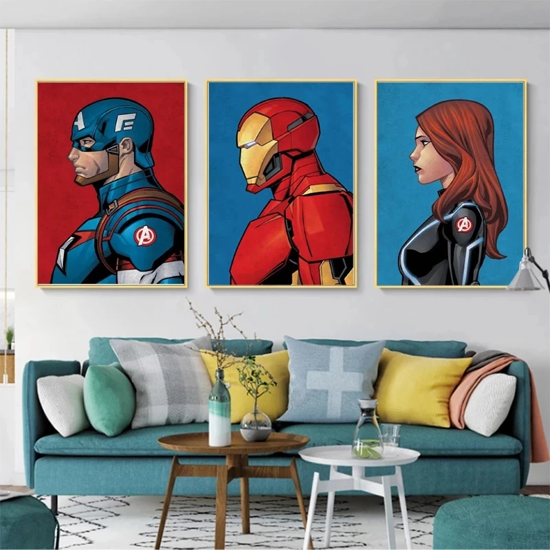 Marvel Avengers Superhrdina Obrazy na plátne Spiderman Retro Komické Plagát na Stenu Umenie Obrázok pre Obývacia Izba Domova Cuadros