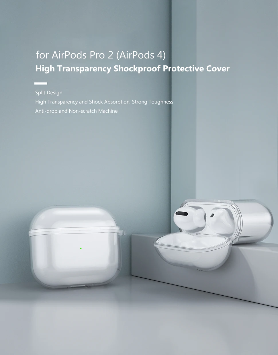 Vysoká Transparentnosť 1:1 Mäkké Silikónové puzdro pre AirPods Pro 2 puzdro pre Apple Vzduchu Struky 4 ochranný Kryt