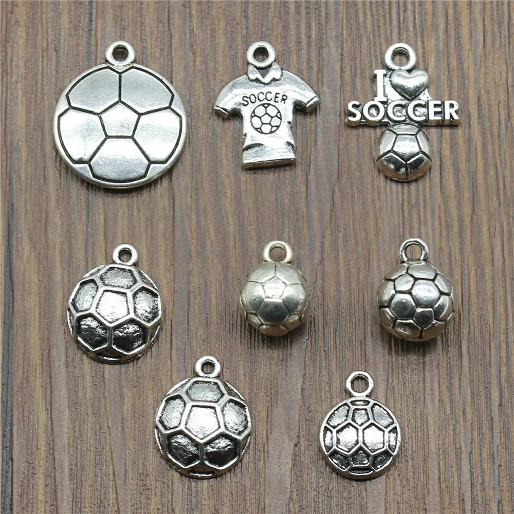 10pcs Futbal Charms Antique Silver Farba Futbal Prívesok Charms Šport Futbal Kúzlo, Šperky, Doplnky, Plavidlá,