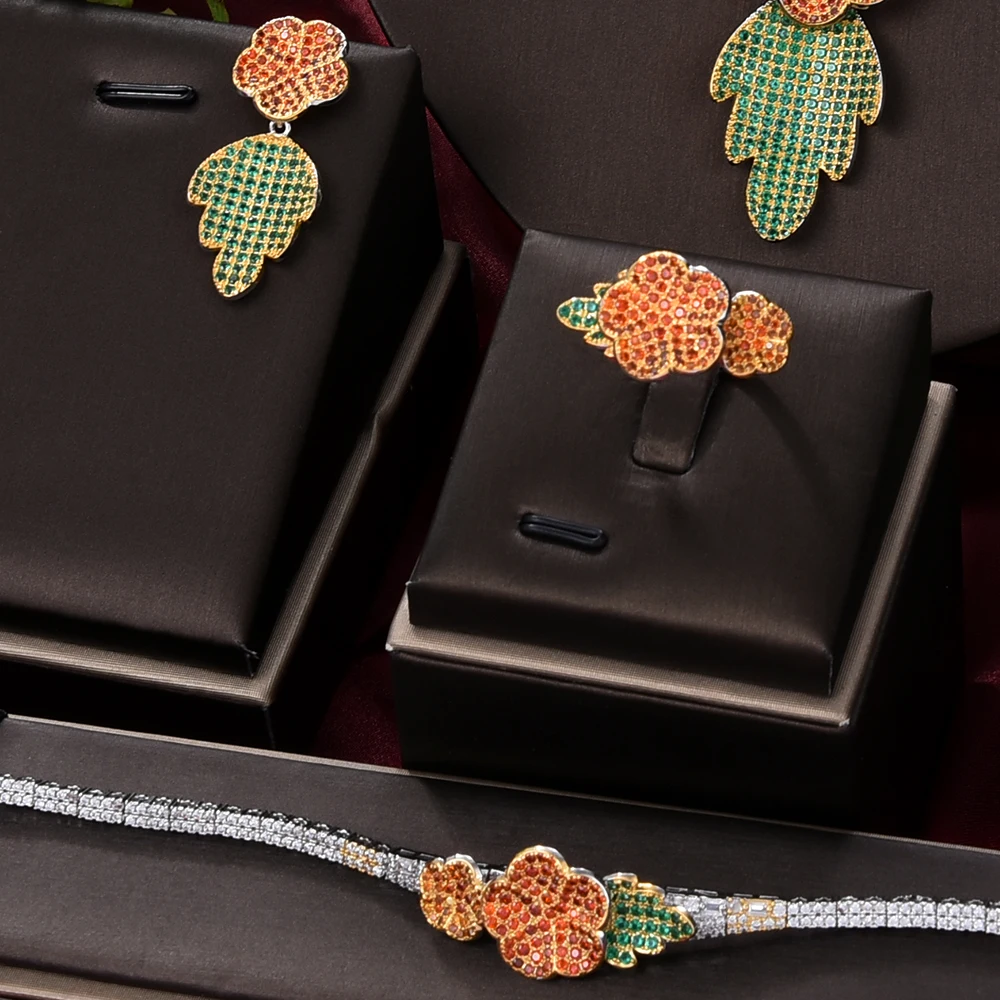Missvikki Luxusné Roztomilý Kvet Náhrdelníky Náramok Náušnice, Prsteň Ušľachtilá Nigérijský Indian Svadobné Svadobné Plný Zirkónmi Šperk Set