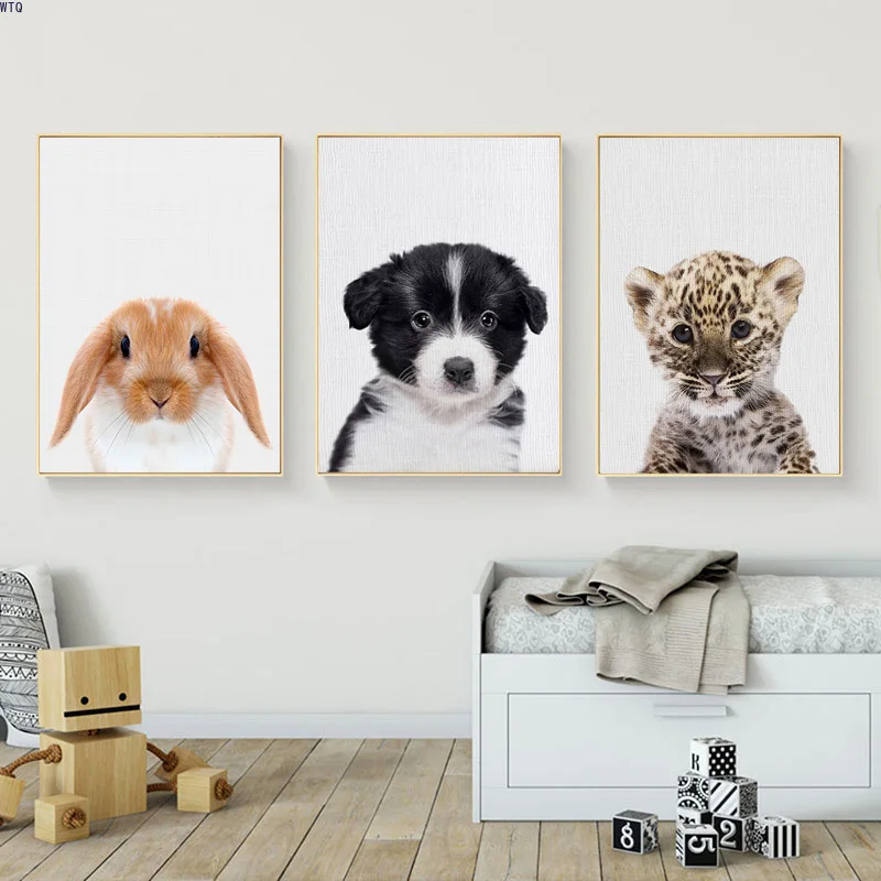 Kawaii Baby Zvieratá Plátno Na Maľovanie Škôlky Králik Umenie Výtlačkov Roztomilý Jeleň Obrázky Žirafa Plagát Nordic Deti Spálňa Domova