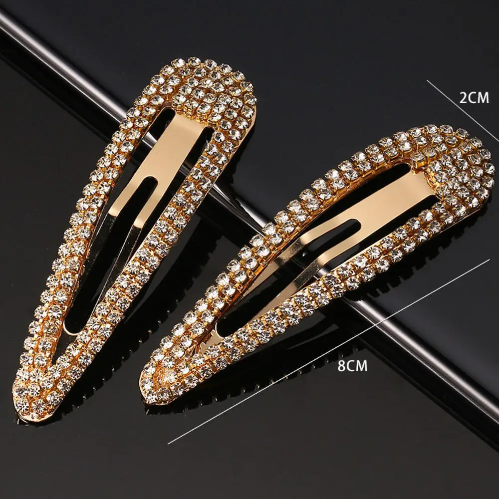 Zlatý Kov Vlásenky Diamond Drip Módne Stručné Geometrie Drahokamu Pince Cheveux sponky do Vlasov pre Ženy s Krištáľovo Drahokamu