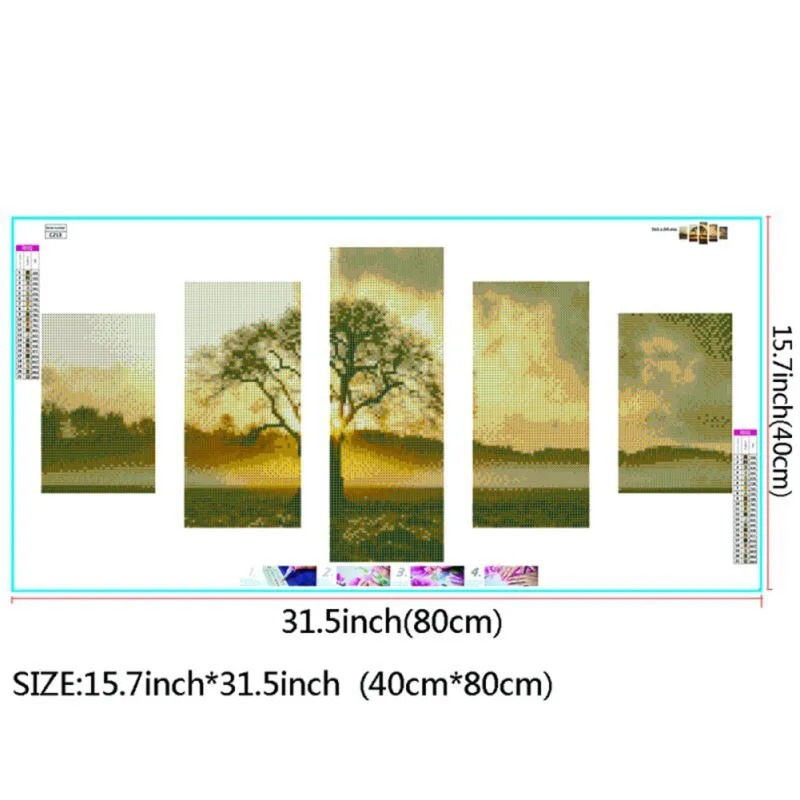 5 Kusov Zmes Diamond Maľovanie Života Stromu Moderné Plátno Umenie Maľba Interiéru Cross Stitch Farba Číslo Súpravy