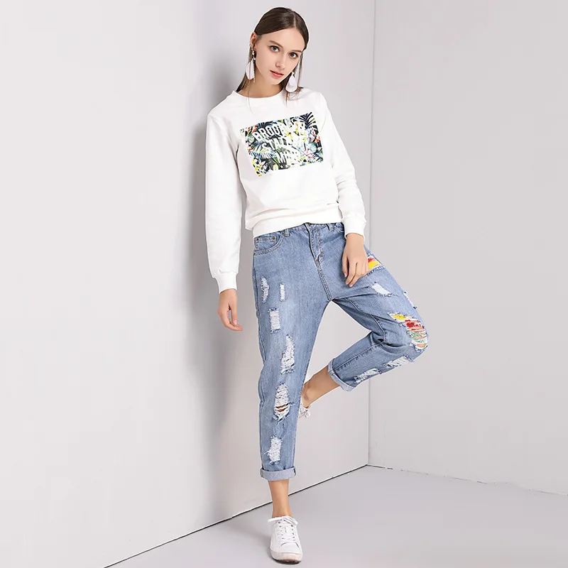 Plus veľké Ženy Džínsy Bavlna Materiál 2020 Jar Leto Nové Diery Veľké Veľkosť Jeans kórejský Voľné Tenké Skinny Nohavice Jvcake XL XXL