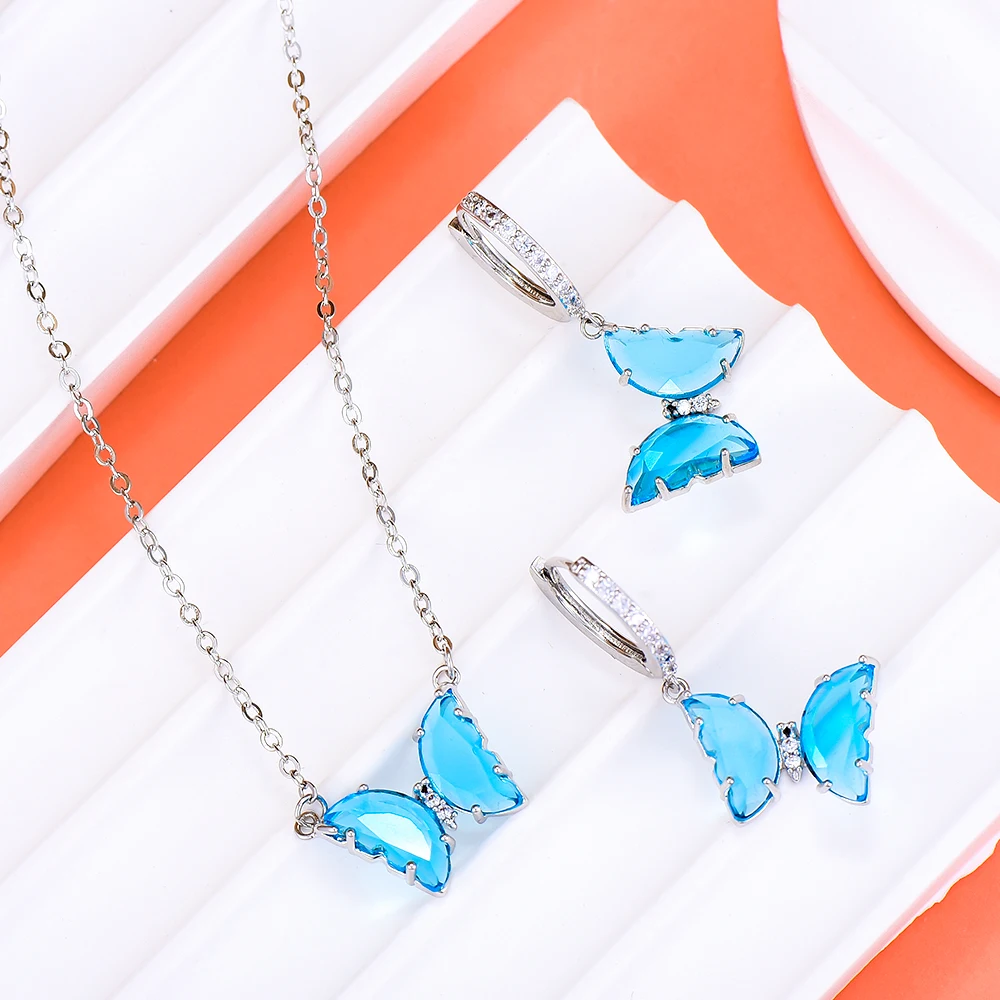 GODKI Slávnej Značky Butterfly Náhrdelníky Náušnice Nastaviť Šperky Set Pre Ženy, Luxusné Svadobné Kubický Zirkón Dubaj Svadobné Šperky Set