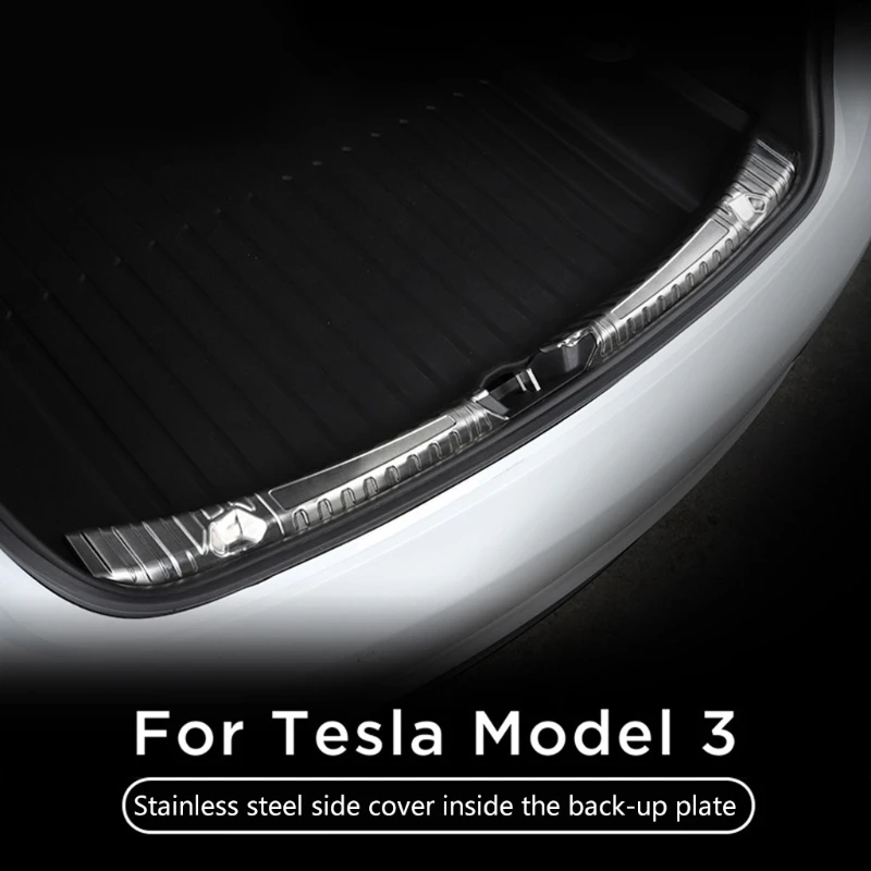 Z nehrdzavejúcej Ocele batožinového priestoru Vnútorný Kryt pre Tesla Model 3 2017-2020 Auto Vnútorné Zadný Nárazník Stráže Dosku Krytu Výbava