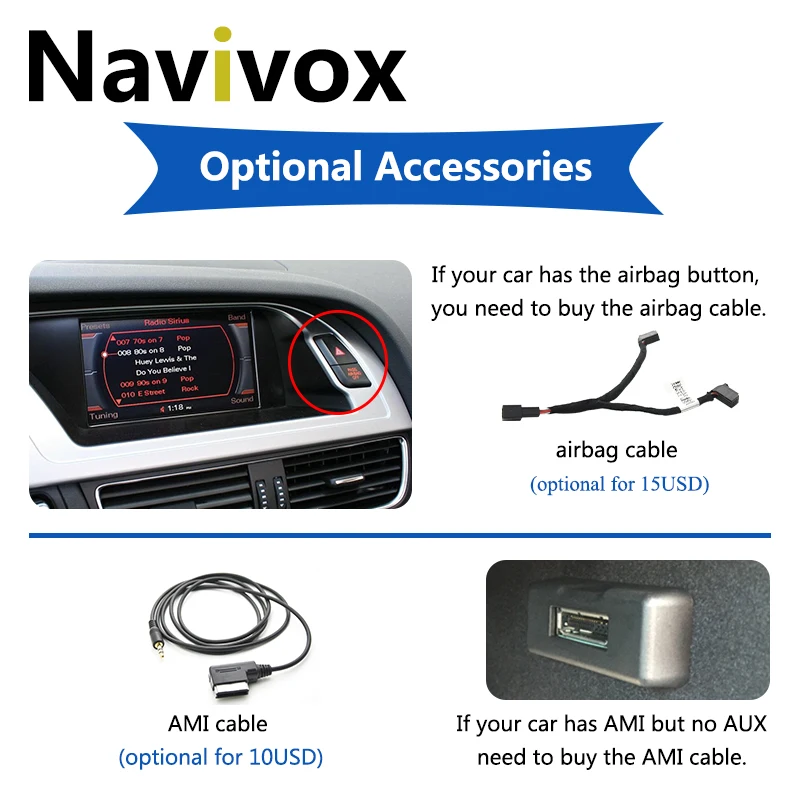 Navivox Auto Auto Rádia Pre Audi A4 B8 A4L A5 S4 S5 2 DIN Android Prehrávač, GPS Navi Wifi, BT IPS Volant Ovládanie 2009-2016