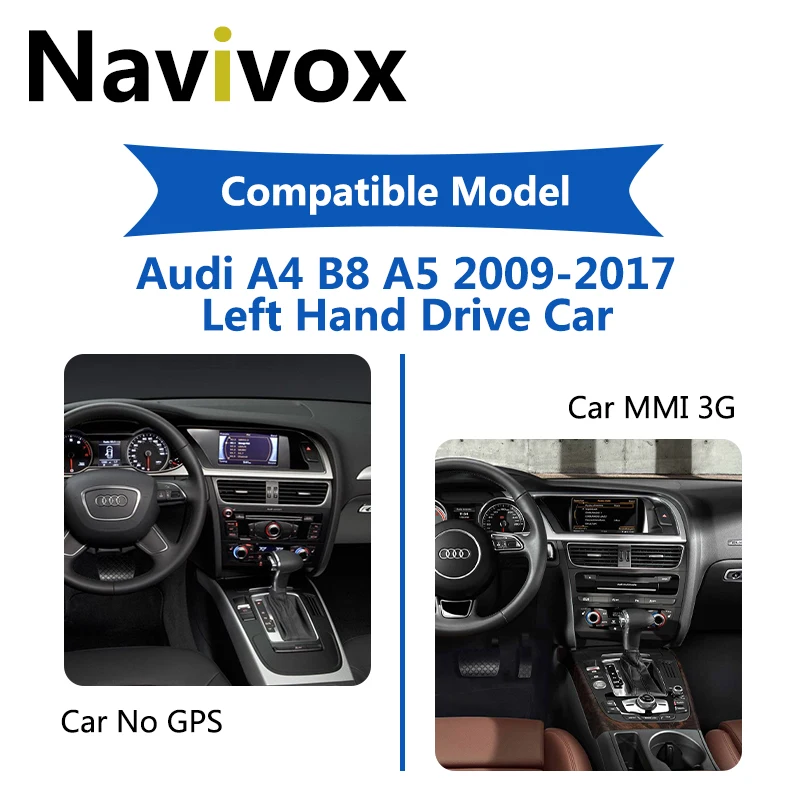 Navivox Auto Auto Rádia Pre Audi A4 B8 A4L A5 S4 S5 2 DIN Android Prehrávač, GPS Navi Wifi, BT IPS Volant Ovládanie 2009-2016