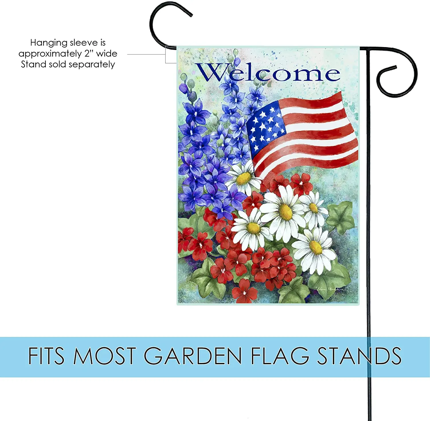 Toland Domov Záhrada Vlasteneckej Vitajte 12 x 18-Palcové Dekoratívne Kvetinový Amerike Letné Kvetinové Záhrade Vlajka