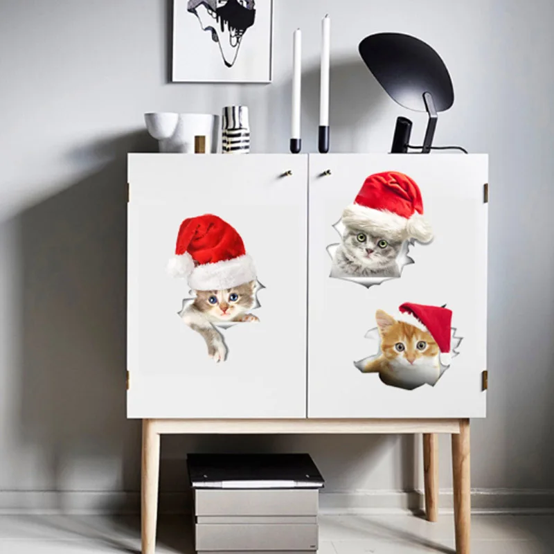 Mamalook Roztomilý 3D Vianoce Psa, Mačky Stenu, Nálepky Na Festival Vianoce Home Decor Art Nálepky Tapety nástenná maľba Handričkou Nálepky S