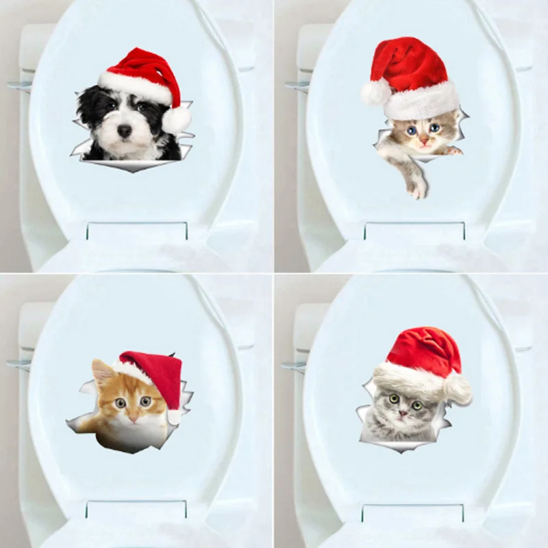 Mamalook Roztomilý 3D Vianoce Psa, Mačky Stenu, Nálepky Na Festival Vianoce Home Decor Art Nálepky Tapety nástenná maľba Handričkou Nálepky S