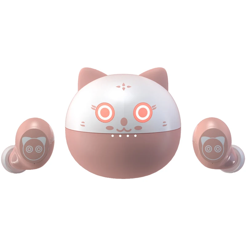 Prenosné Pink Mini Cute Cat Bezdrôtové Slúchadlá Bluetooth 5.0 TWS Macaroon Slúchadlá s Mikrofónom Plnenie Prípade Nepremokavé